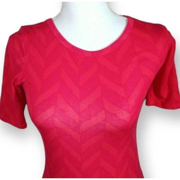 LULAROE PINK/RED CHEVERON JULIA BODYCON DRESS SZ.XXS EUC. - Picture 3 of 7